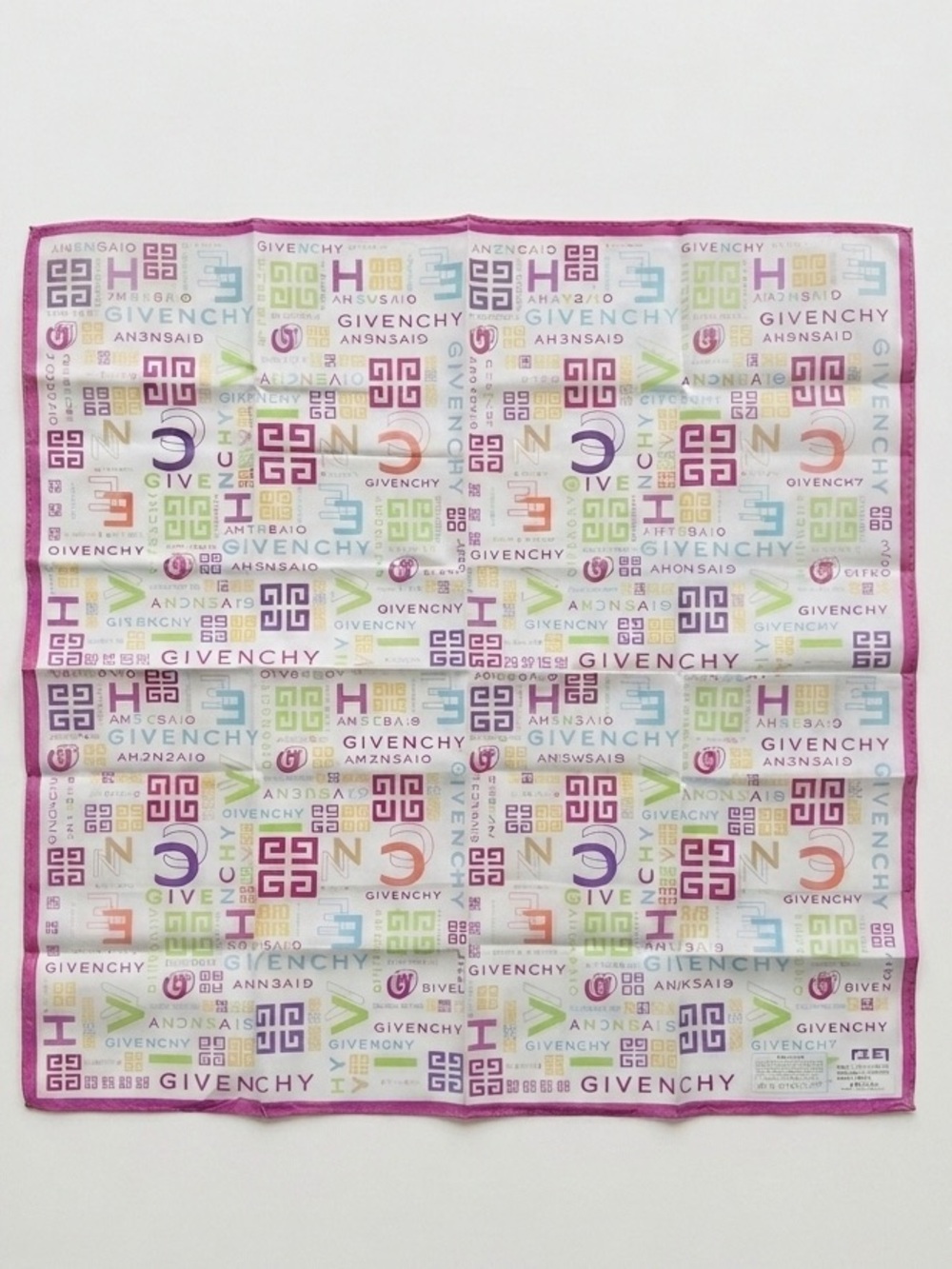 Givenchy 4G Logo Multicolor Pastel Vintage Cotton Handkerchief Bandana Scarf